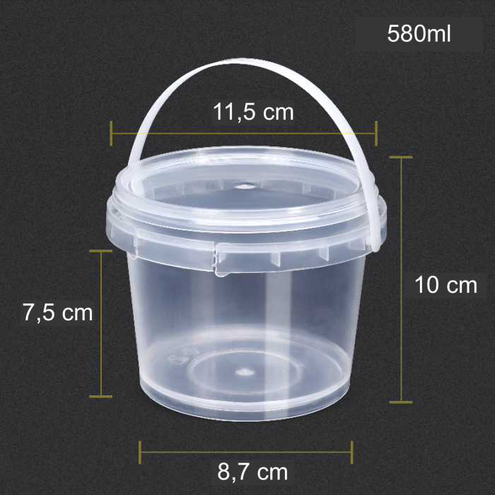 Transparentní potravinářský kbelíky s víčkem - 0,5 litru - 25 Ks